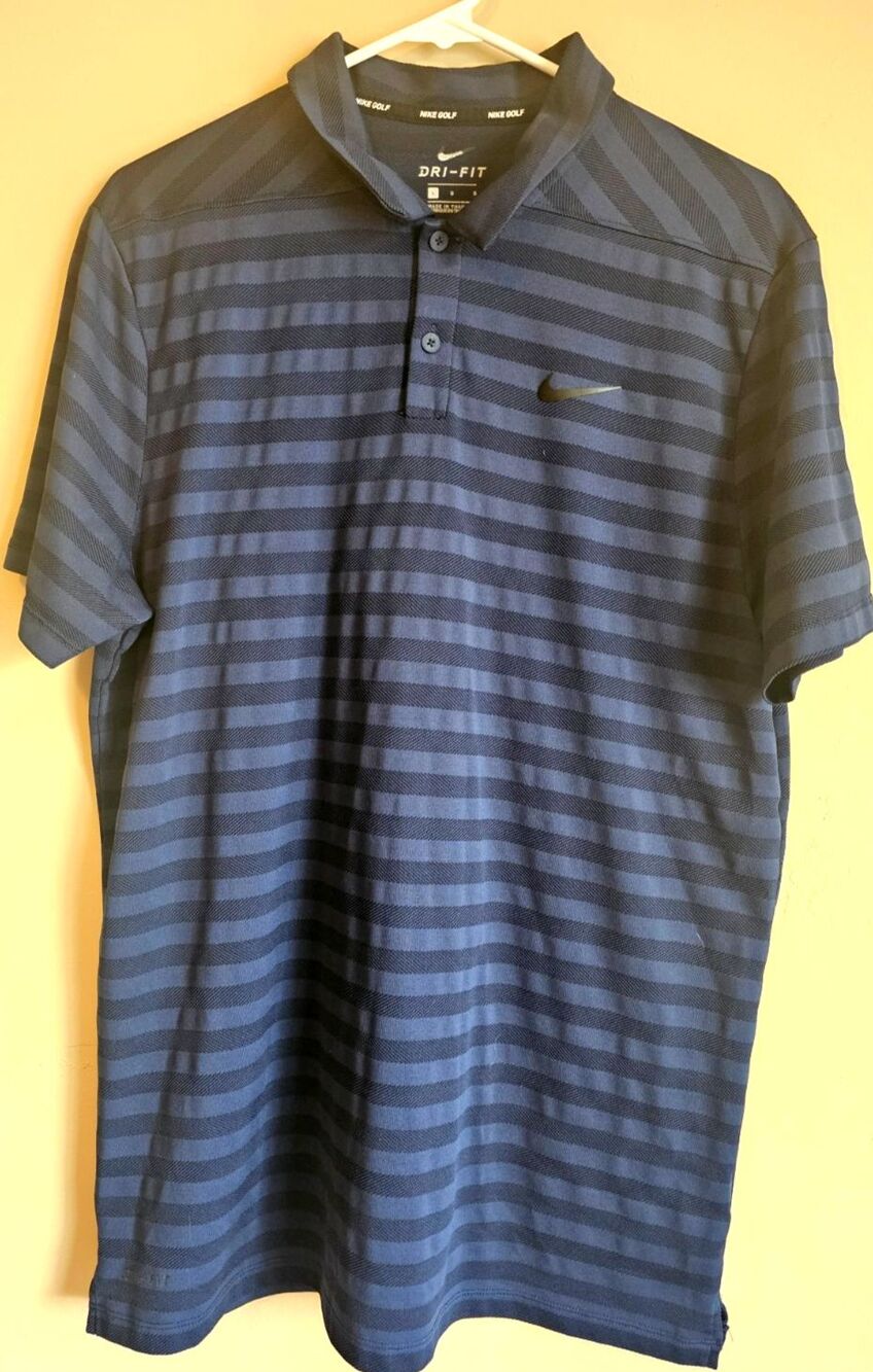 Nike Dri-Fit Men’s black Striped Golf Shirt Large, casual